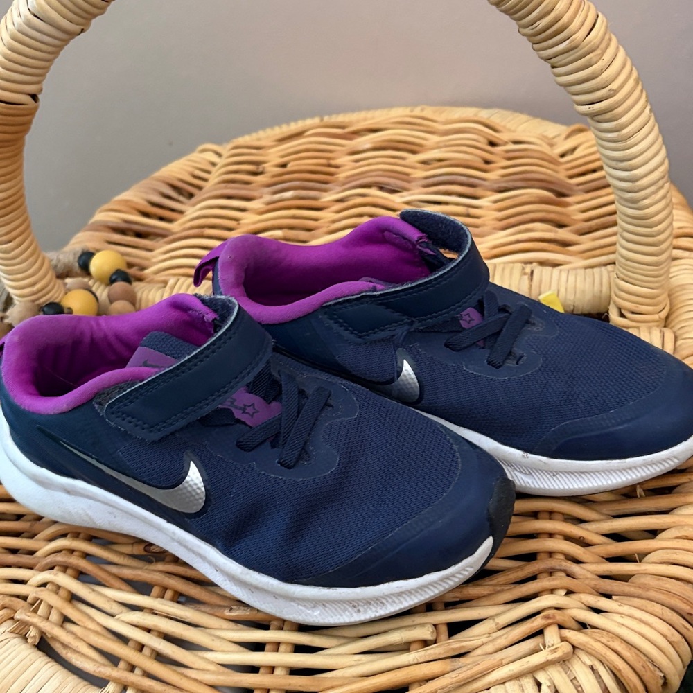 Nike Navy and Purple Kids Sneakers